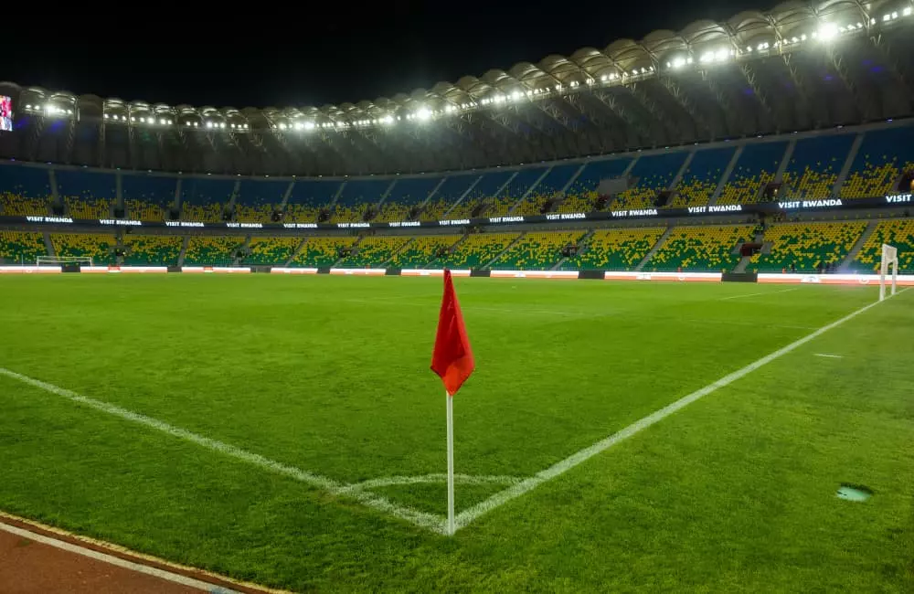 Corner area of football court with led lights